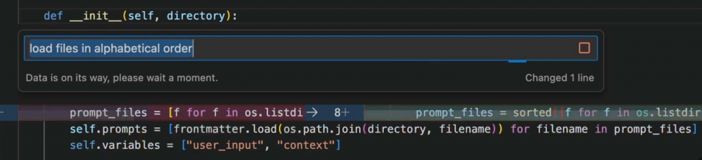 Inline editor chat in VS Code